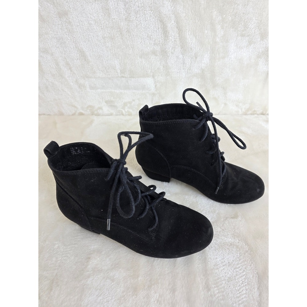 Sugar Selina Womens Black Lace Up Ankle Boots Low Block Heel Size 4 20641